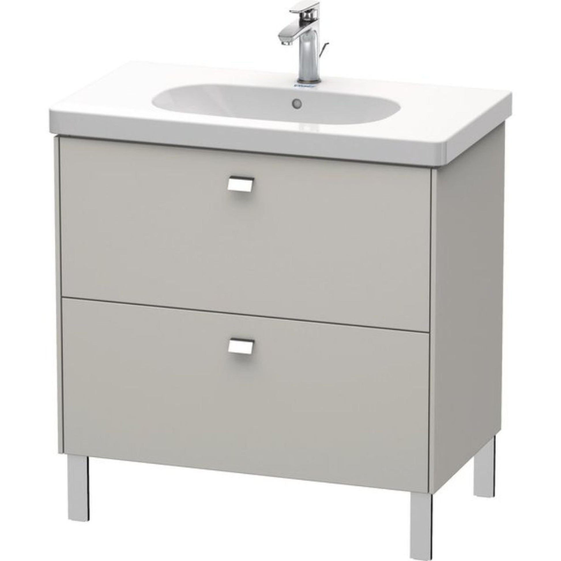 Duravit Brioso BR44260 32" x 27" x 18" Two Drawer Floor Standing Vanity Unit in Concrete Grey Matt and Chrome Handle