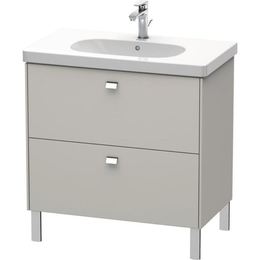 Duravit Brioso BR44260 32" x 27" x 18" Two Drawer Floor Standing Vanity Unit in Concrete Grey Matt and Chrome Handle