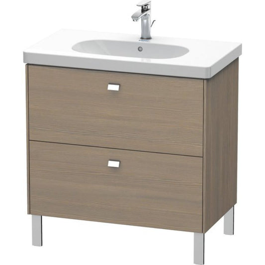Duravit Brioso BR44260 32" x 27" x 18" Two Drawer Floor Standing Vanity Unit in Oak Terra and Chrome Handle