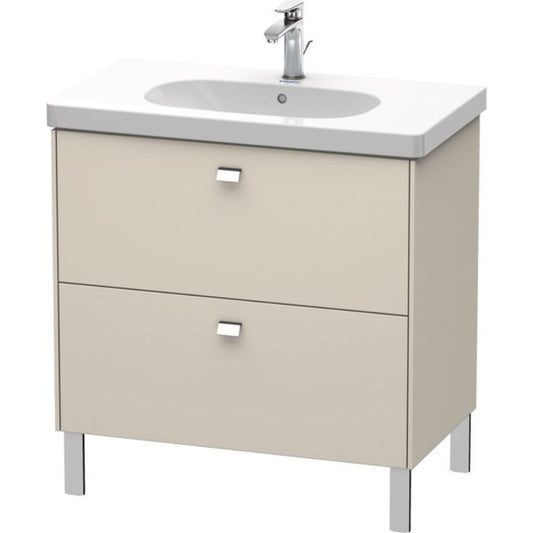 Duravit Brioso BR44260 32" x 27" x 18" Two Drawer Floor Standing Vanity Unit in Taupe and Chrome Handle