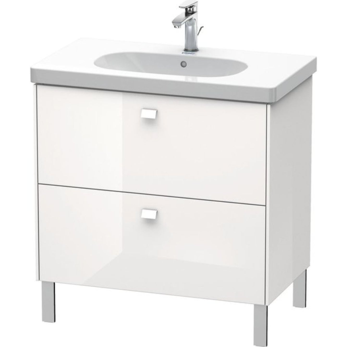Duravit Brioso BR44260 32" x 27" x 18" Two Drawer Floor Standing Vanity Unit in White High Gloss