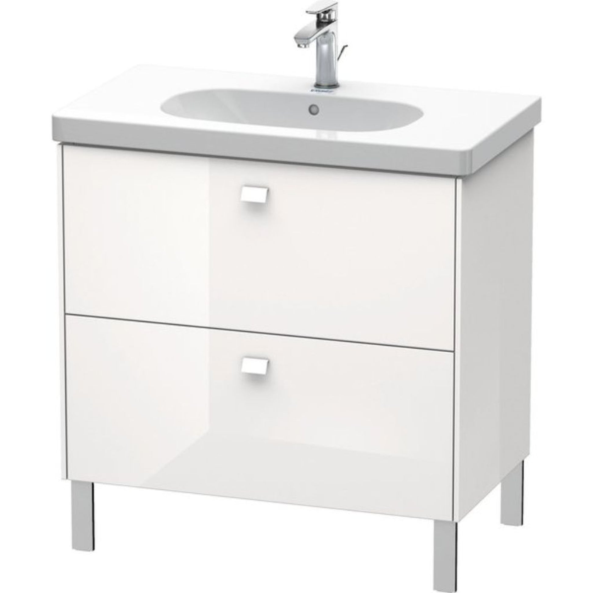 Duravit Brioso BR44260 32" x 27" x 18" Two Drawer Floor Standing Vanity Unit in White High Gloss
