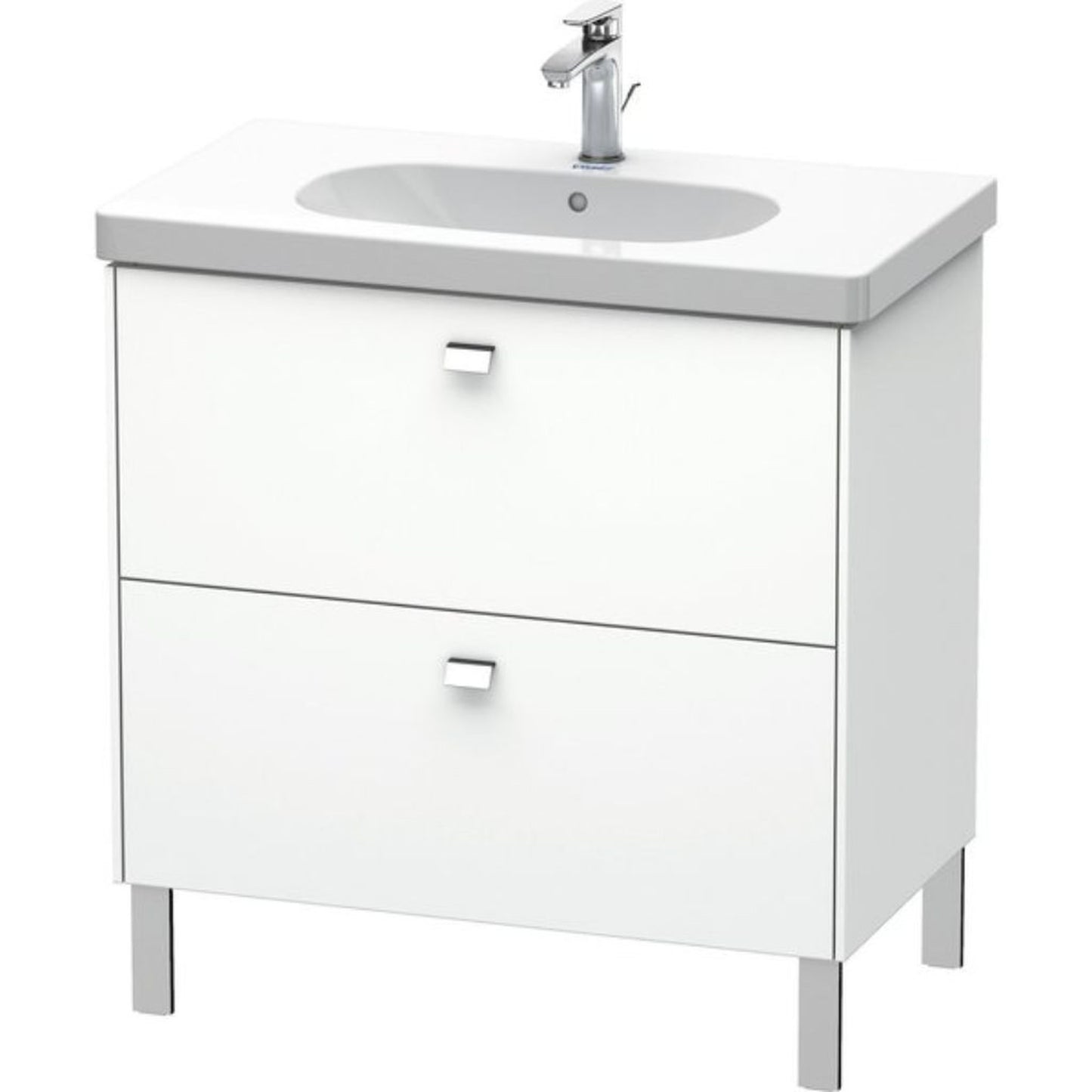 Duravit Brioso BR44260 32" x 27" x 18" Two Drawer Floor Standing Vanity Unit in White Matt and Chrome Handle