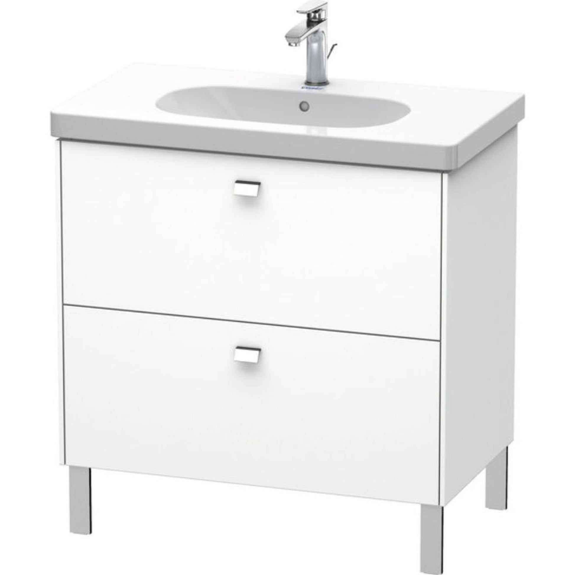 Duravit Brioso BR44260 32" x 27" x 18" Two Drawer Floor Standing Vanity Unit in White Matt and Chrome Handle