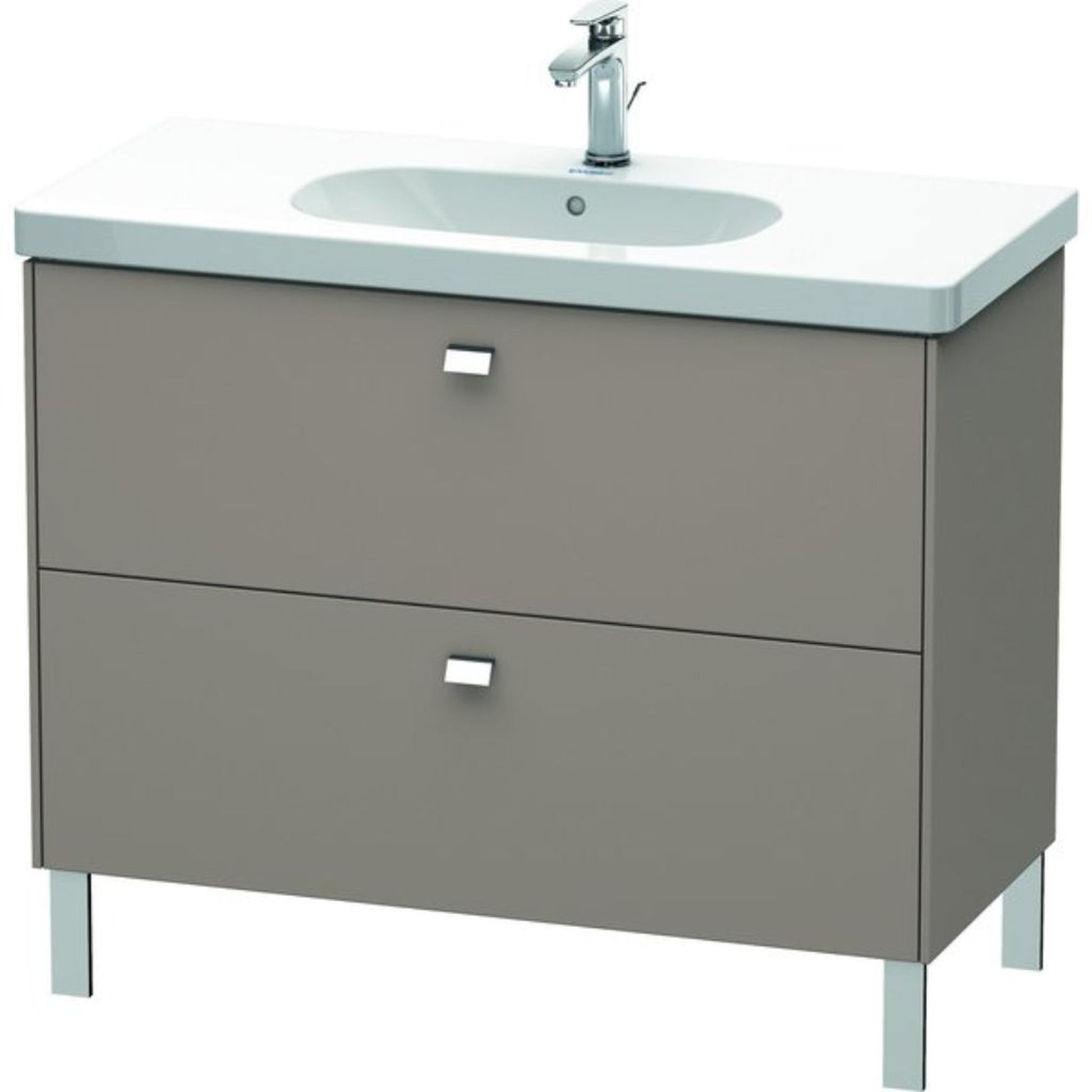Duravit Brioso BR44270 40" x 27" x 18" Two Drawer Floor Standing Vanity Unit in Basalt Matt and Chrome Handle