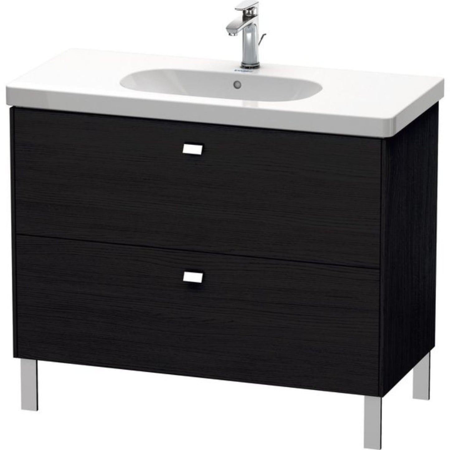 Duravit Brioso BR44270 40" x 27" x 18" Two Drawer Floor Standing Vanity Unit in Black Oak and Chrome Handle