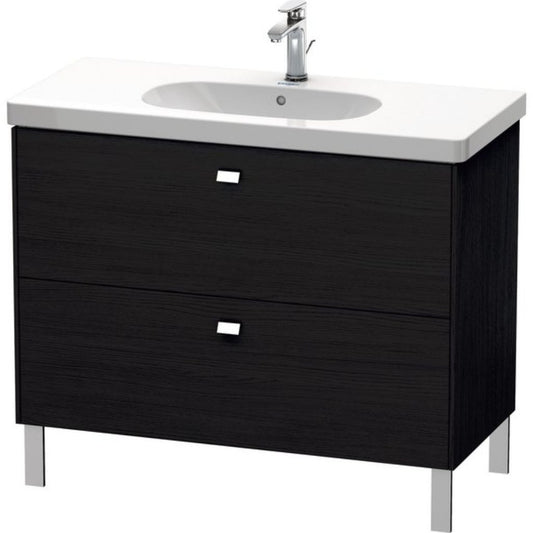 Duravit Brioso BR44270 40" x 27" x 18" Two Drawer Floor Standing Vanity Unit in Black Oak and Chrome Handle