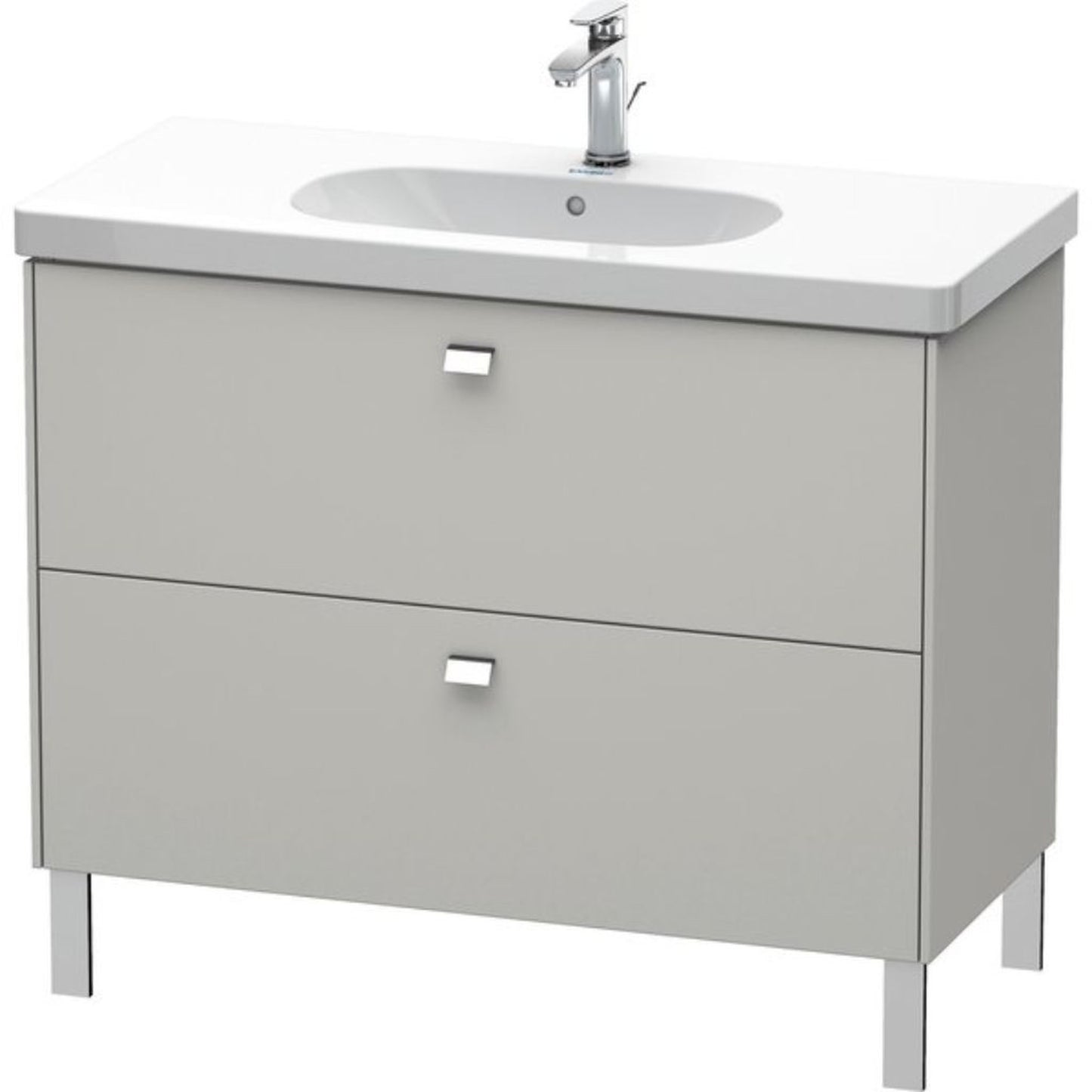 Duravit Brioso BR44270 40" x 27" x 18" Two Drawer Floor Standing Vanity Unit in Concrete Grey Matt and Chrome Handle