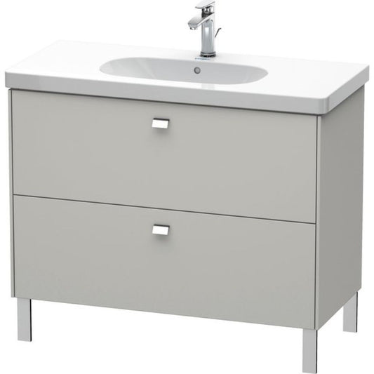 Duravit Brioso BR44270 40" x 27" x 18" Two Drawer Floor Standing Vanity Unit in Concrete Grey Matt and Chrome Handle