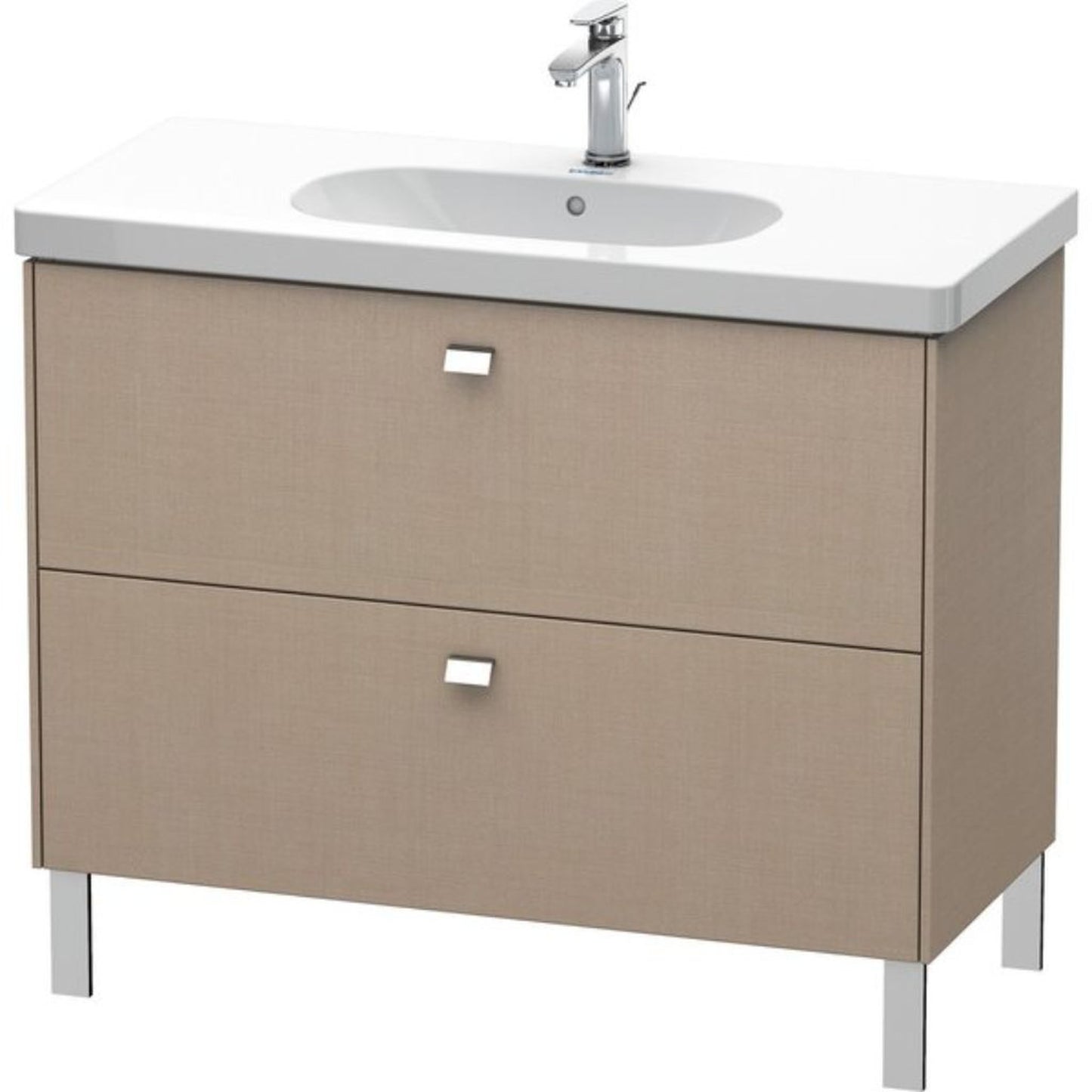 Duravit Brioso BR44270 40" x 27" x 18" Two Drawer Floor Standing Vanity Unit in Linen and Chrome Handle