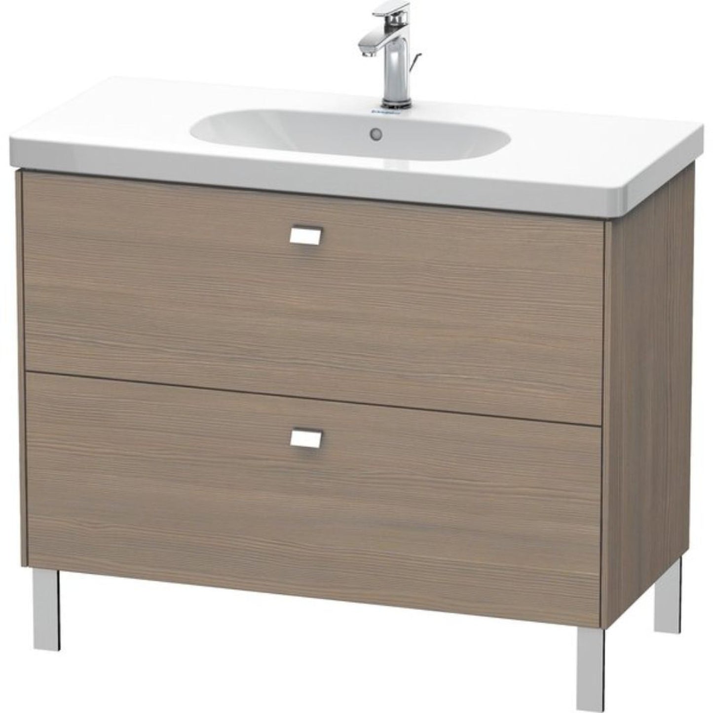Duravit Brioso BR44270 40" x 27" x 18" Two Drawer Floor Standing Vanity Unit in Oak Terra and Chrome Handle