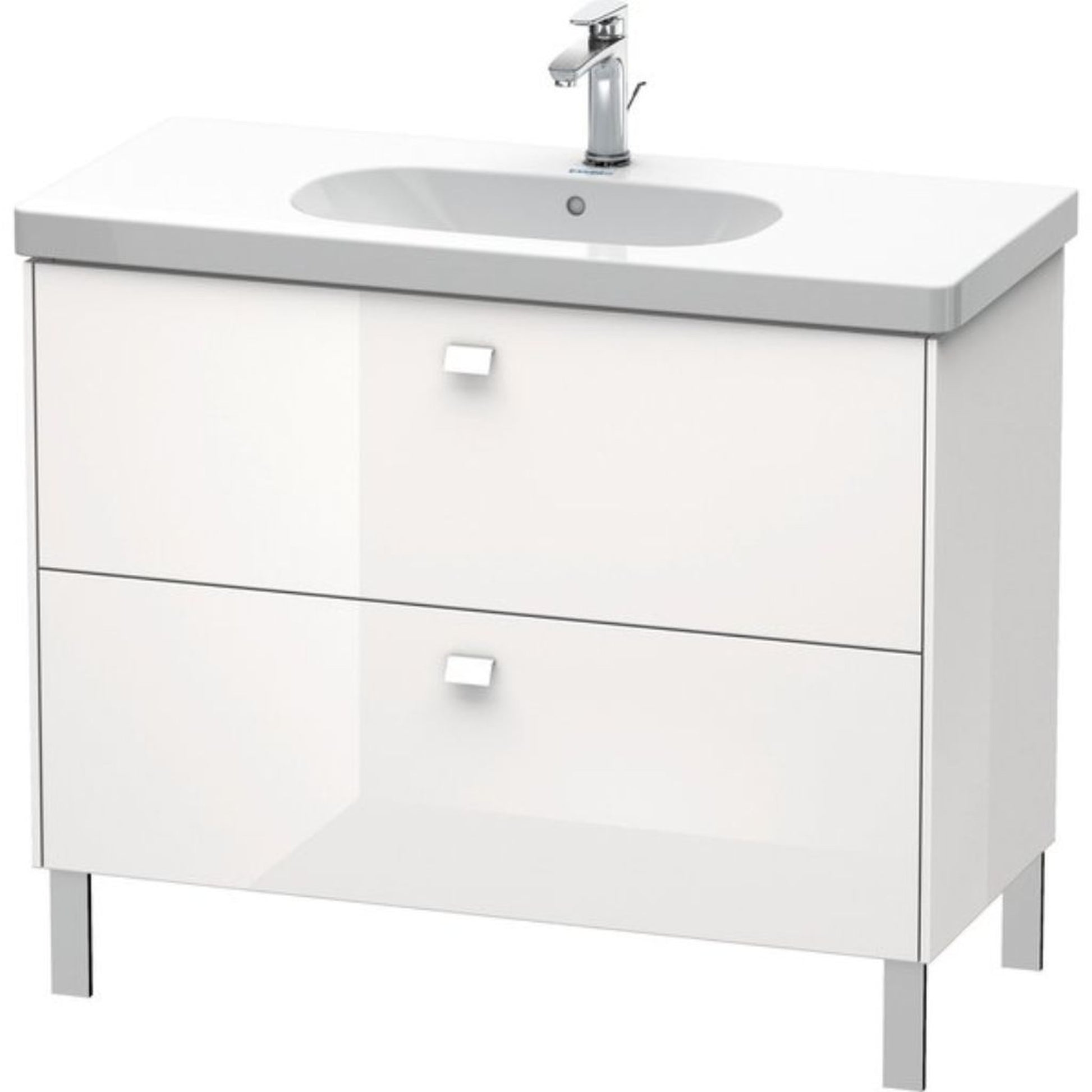 Duravit Brioso BR44270 40" x 27" x 18" Two Drawer Floor Standing Vanity Unit in White High Gloss