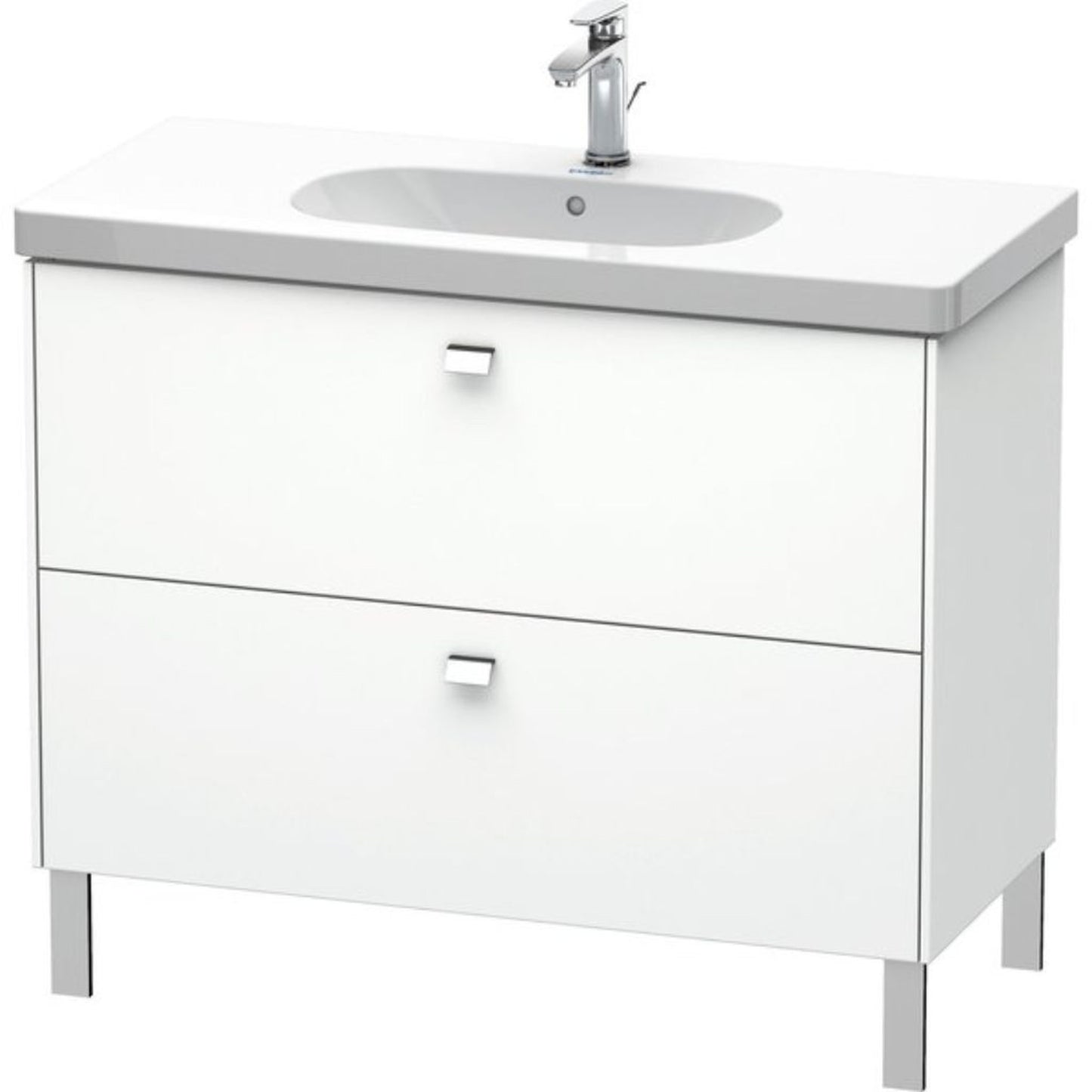 Duravit Brioso BR44270 40" x 27" x 18" Two Drawer Floor Standing Vanity Unit in White Matt and Chrome Handle