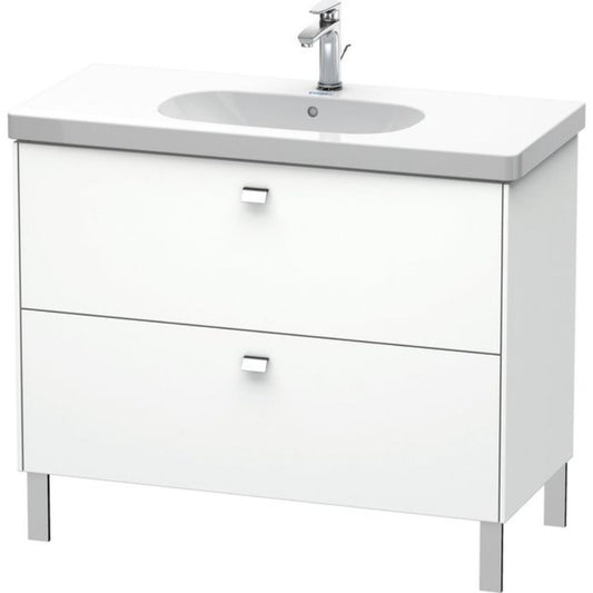 Duravit Brioso BR44270 40" x 27" x 18" Two Drawer Floor Standing Vanity Unit in White Matt and Chrome Handle