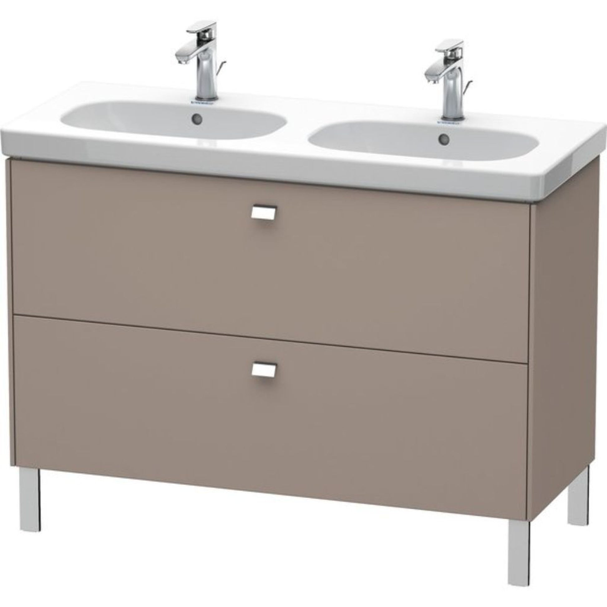 Duravit Brioso BR44280 46" x 27" x 18" Two Drawer Floor Standing Vanity Unit in Basalt Matt and Chrome Handle