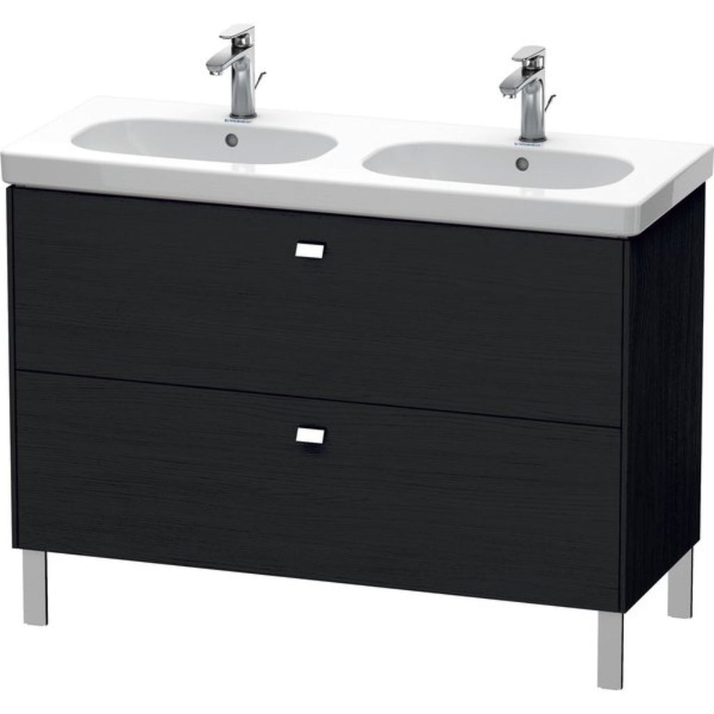 Duravit Brioso BR44280 46" x 27" x 18" Two Drawer Floor Standing Vanity Unit in Black Oak and Chrome Handle
