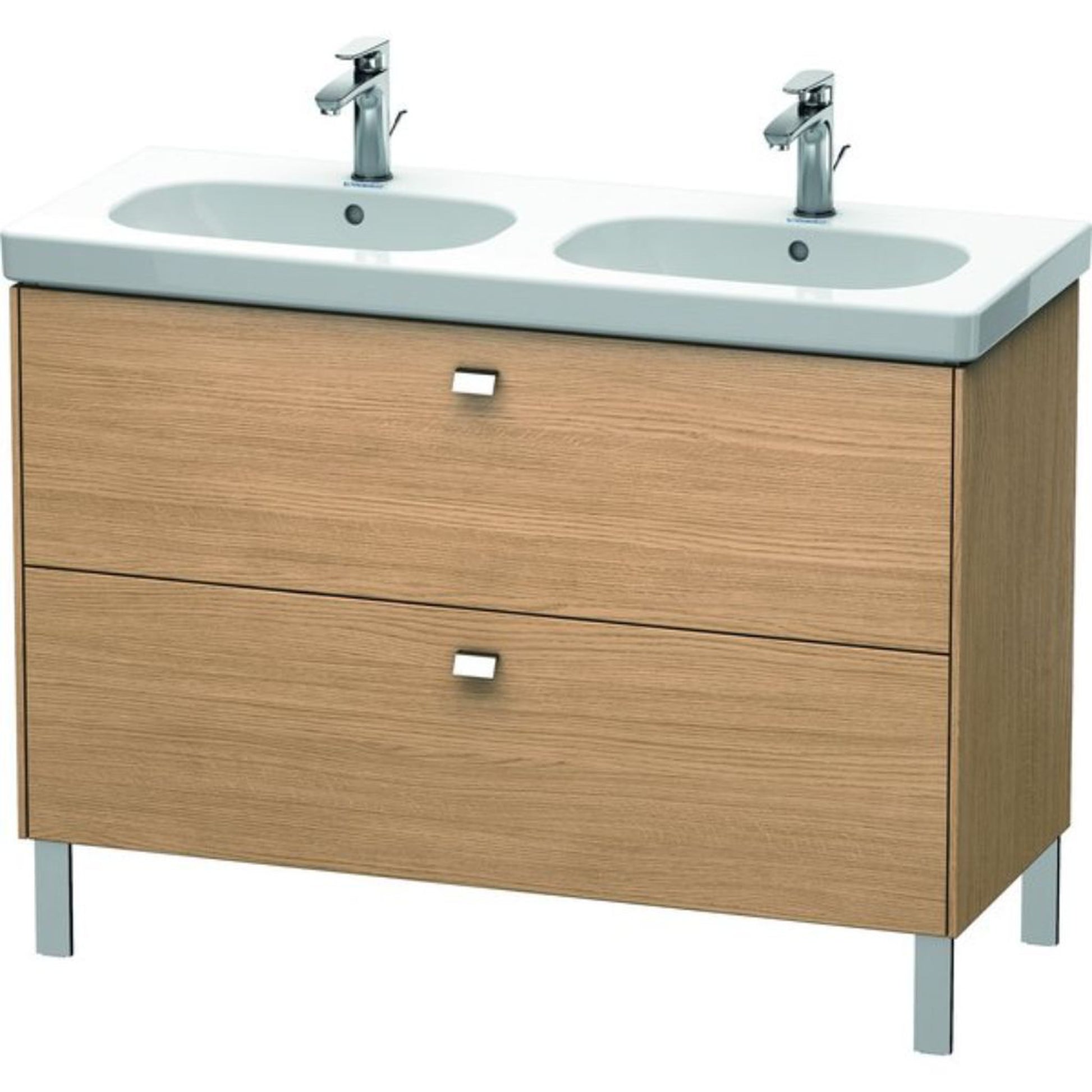 Duravit Brioso BR44280 46" x 27" x 18" Two Drawer Floor Standing Vanity Unit in European Oak and Chrome Handle