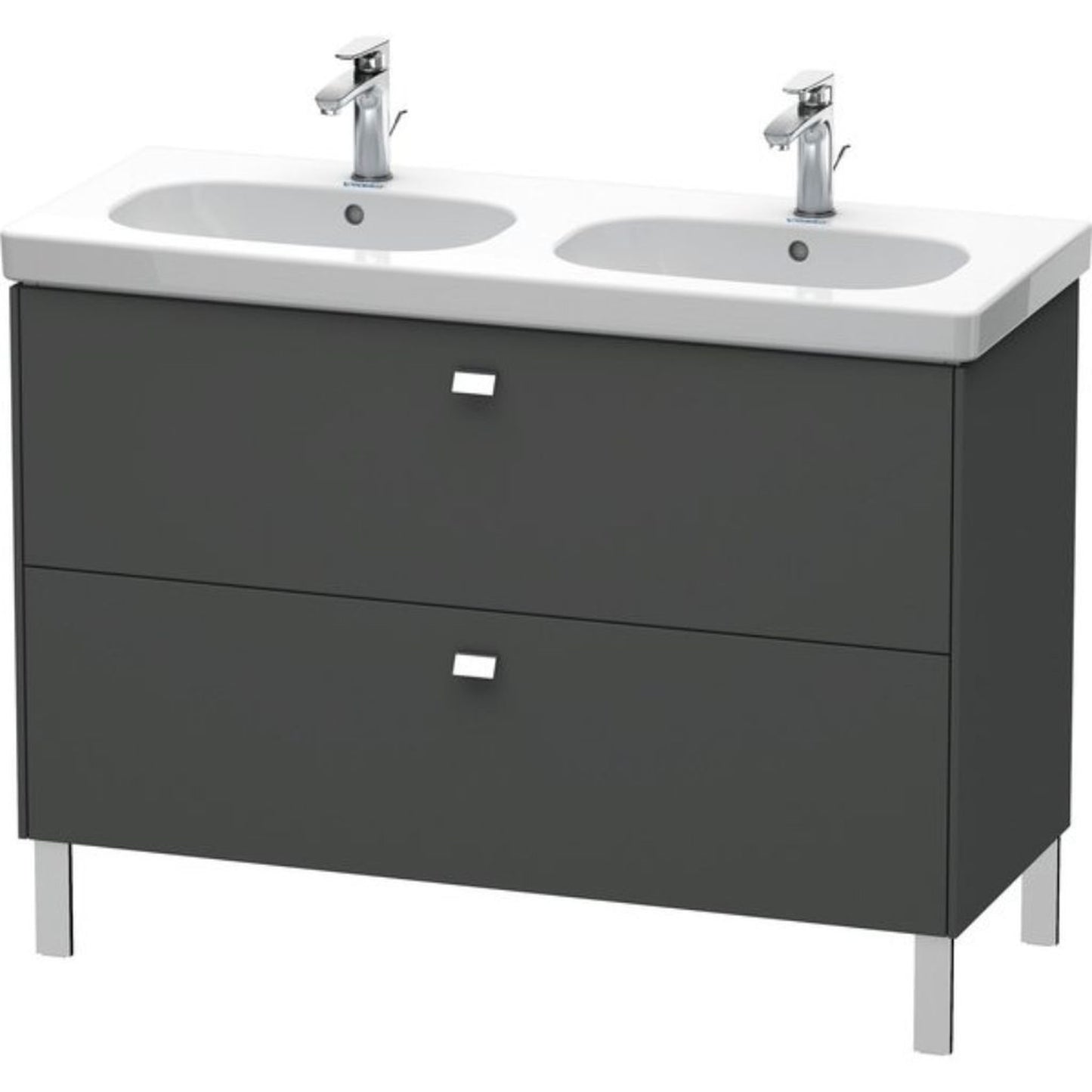 Duravit Brioso BR44280 46" x 27" x 18" Two Drawer Floor Standing Vanity Unit in Graphite Matt and Chrome Handle