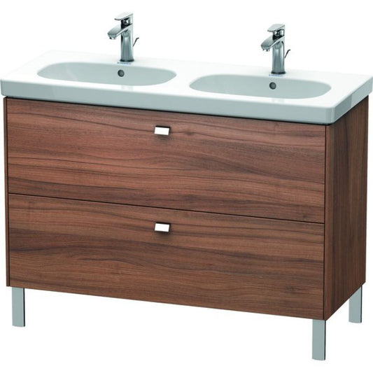 Duravit Brioso BR44280 46" x 27" x 18" Two Drawer Floor Standing Vanity Unit in Natural Walnut and Chrome Handle