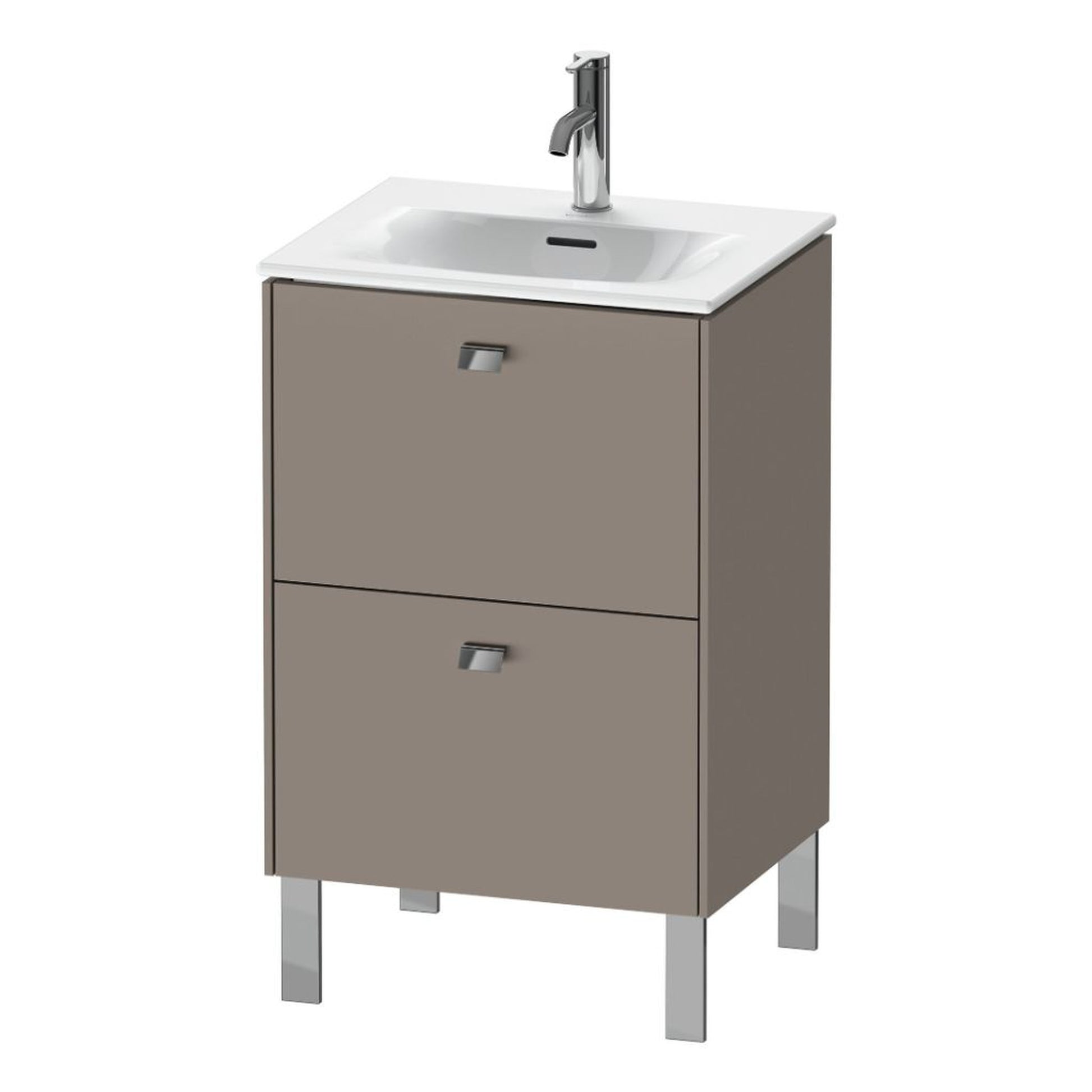 Duravit Brioso BR45090 20" x 27" x 16" Two Drawer Floor Standing Vanity Unit in Basalt Matt and Chrome Handle