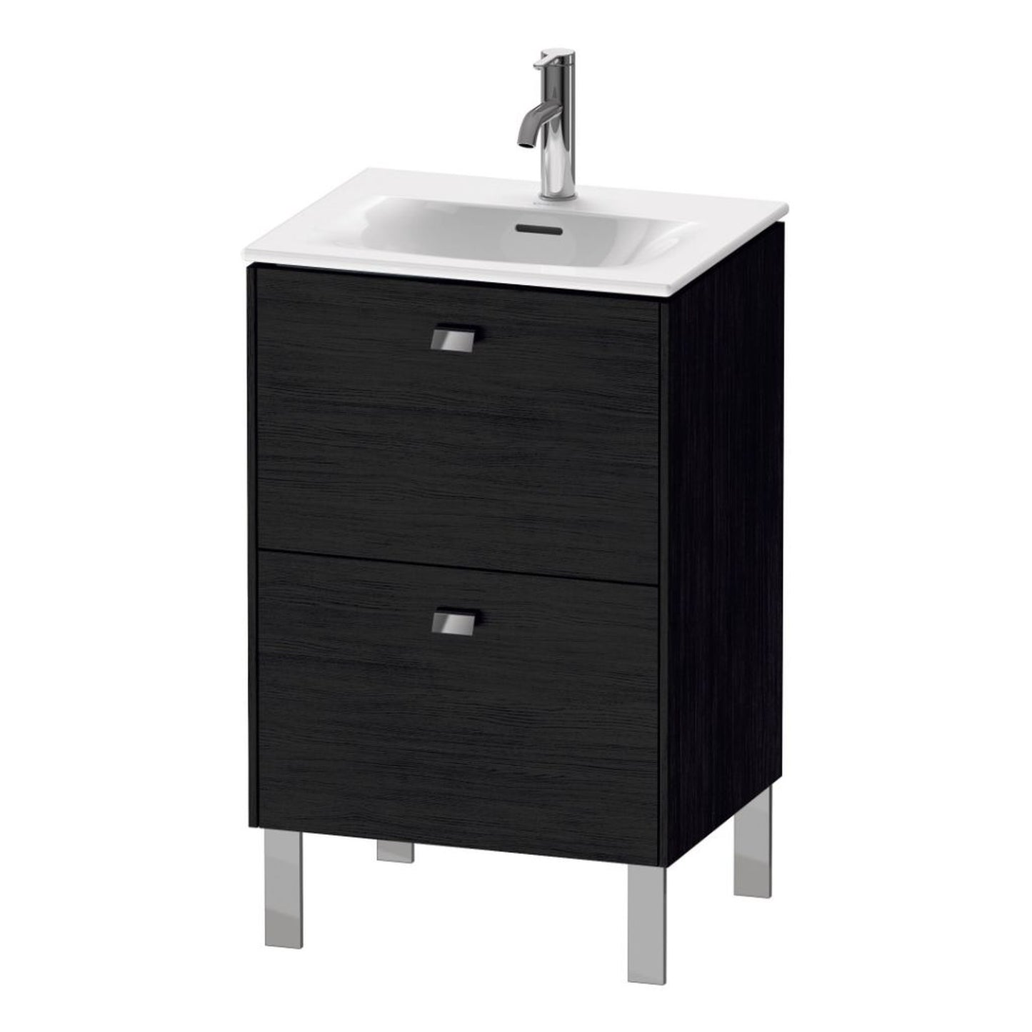 Duravit Brioso BR45090 20" x 27" x 16" Two Drawer Floor Standing Vanity Unit in Black Oak and Chrome Handle