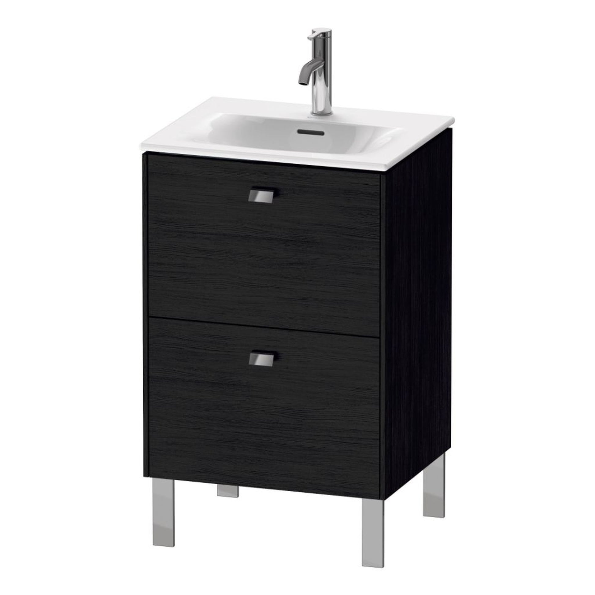 Duravit Brioso BR45090 20" x 27" x 16" Two Drawer Floor Standing Vanity Unit in Black Oak and Chrome Handle