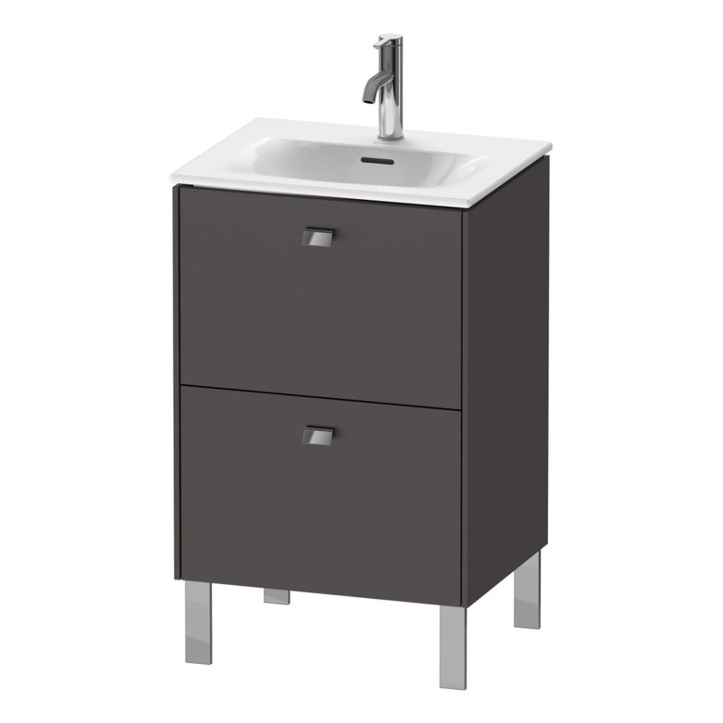 Duravit Brioso BR45090 20" x 27" x 16" Two Drawer Floor Standing Vanity Unit in Graphite Matt and Chrome Handle