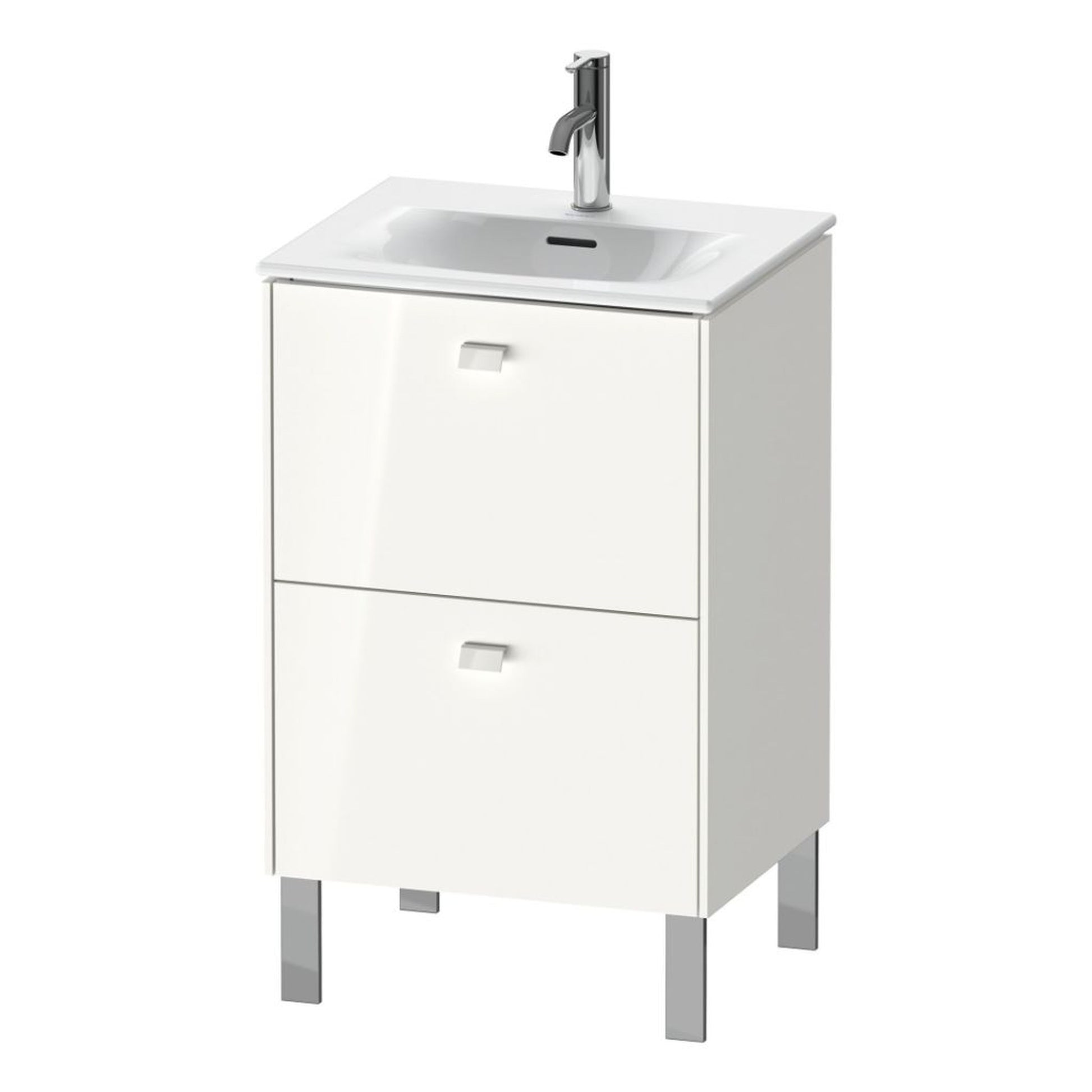 Duravit Brioso BR45090 20" x 27" x 16" Two Drawer Floor Standing Vanity Unit in White High Gloss