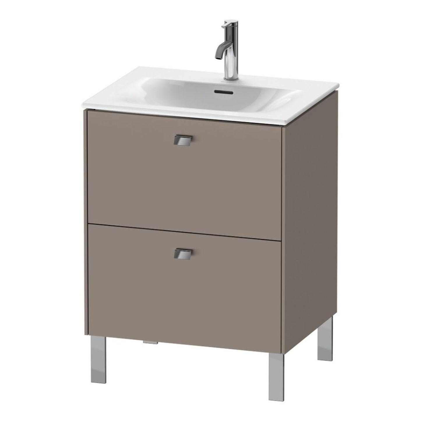 Duravit Brioso BR45100 24" x 27" x 19" Two Drawer Floor Standing Vanity Unit in Basalt Matt and Chrome Handle
