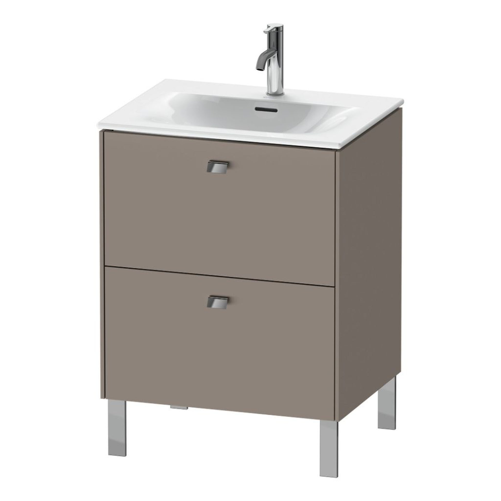 Duravit Brioso BR45100 24" x 27" x 19" Two Drawer Floor Standing Vanity Unit in Basalt Matt and Chrome Handle