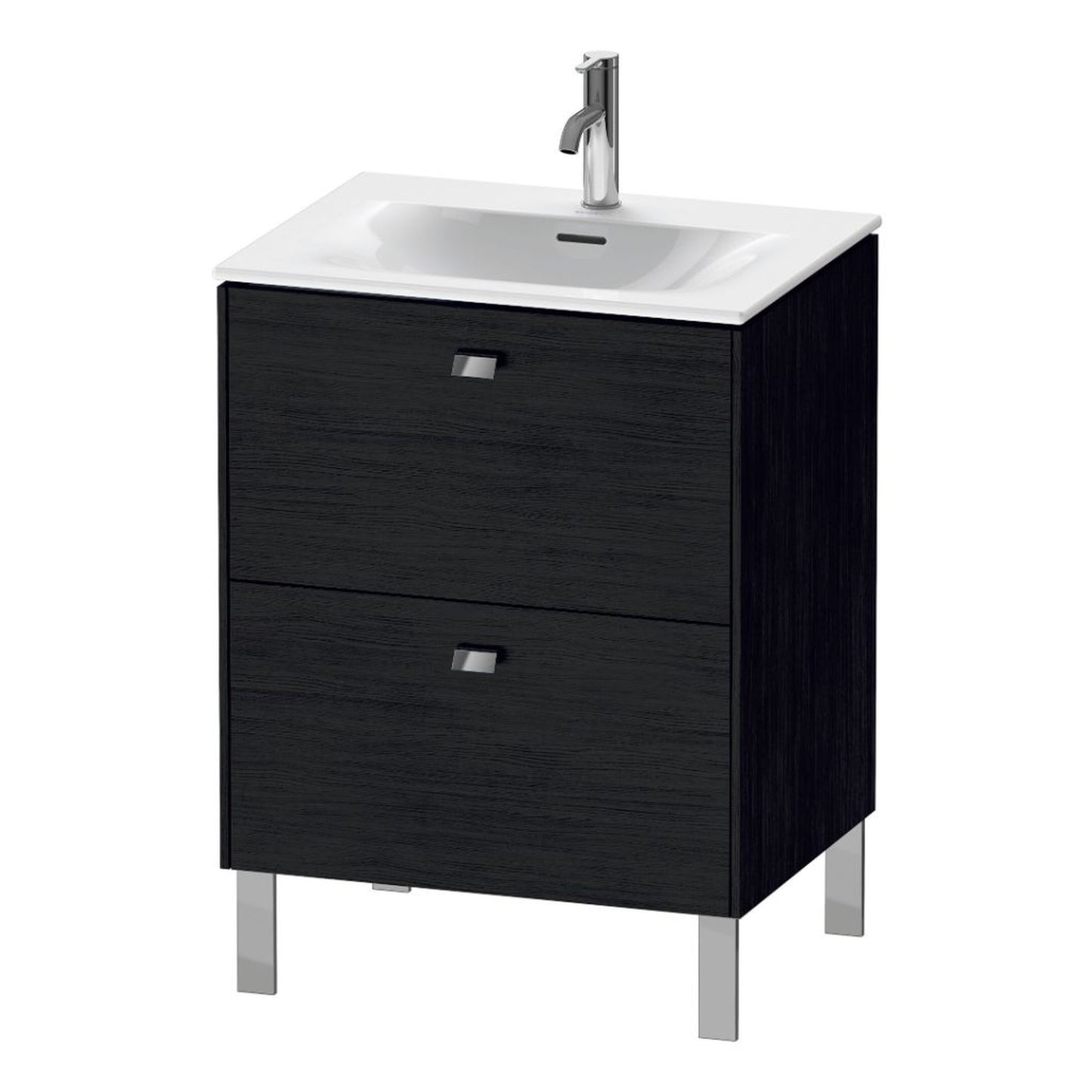 Duravit Brioso BR45100 24" x 27" x 19" Two Drawer Floor Standing Vanity Unit in Black Oak and Chrome Handle