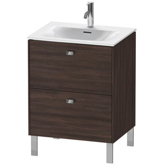 Duravit Brioso BR45100 24" x 27" x 19" Two Drawer Floor Standing Vanity Unit in Chestnut Dark and Chrome Handle