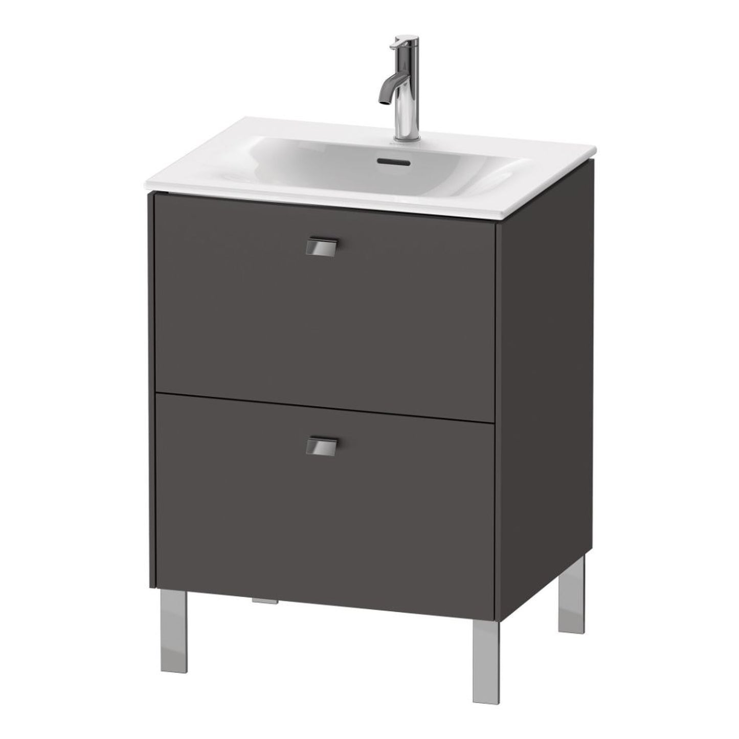 Duravit Brioso BR45100 24" x 27" x 19" Two Drawer Floor Standing Vanity Unit in Graphite Matt and Chrome Handle
