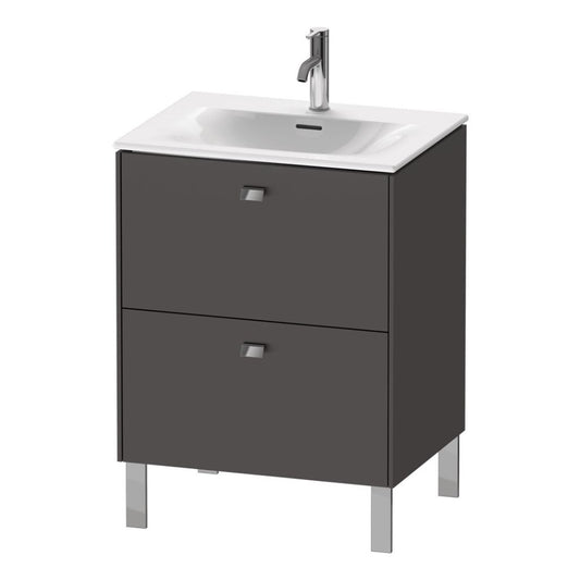 Duravit Brioso BR45100 24" x 27" x 19" Two Drawer Floor Standing Vanity Unit in Graphite Matt and Chrome Handle