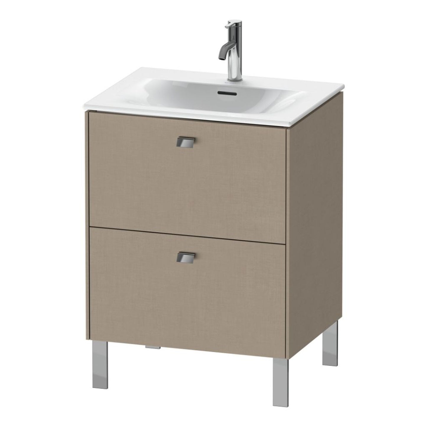 Duravit Brioso BR45100 24" x 27" x 19" Two Drawer Floor Standing Vanity Unit in Linen and Chrome Handle