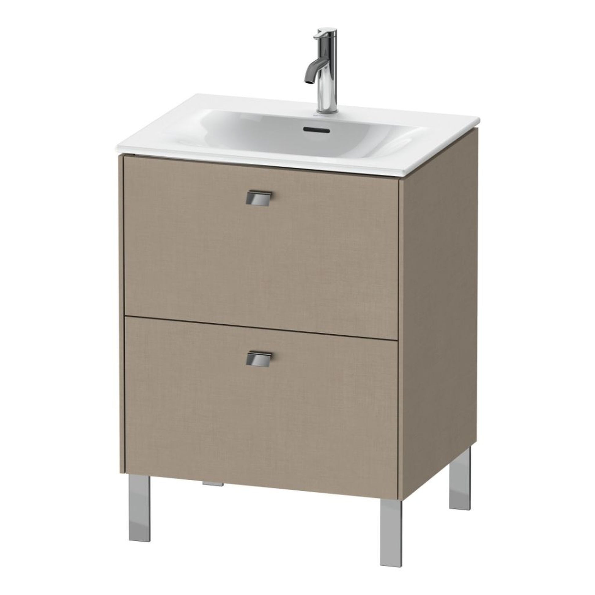 Duravit Brioso BR45100 24" x 27" x 19" Two Drawer Floor Standing Vanity Unit in Linen and Chrome Handle