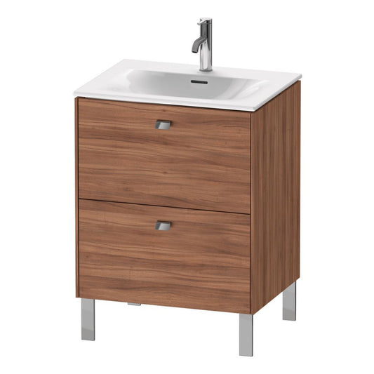 Duravit Brioso BR45100 24" x 27" x 19" Two Drawer Floor Standing Vanity Unit in Natural Walnut and Chrome Handle