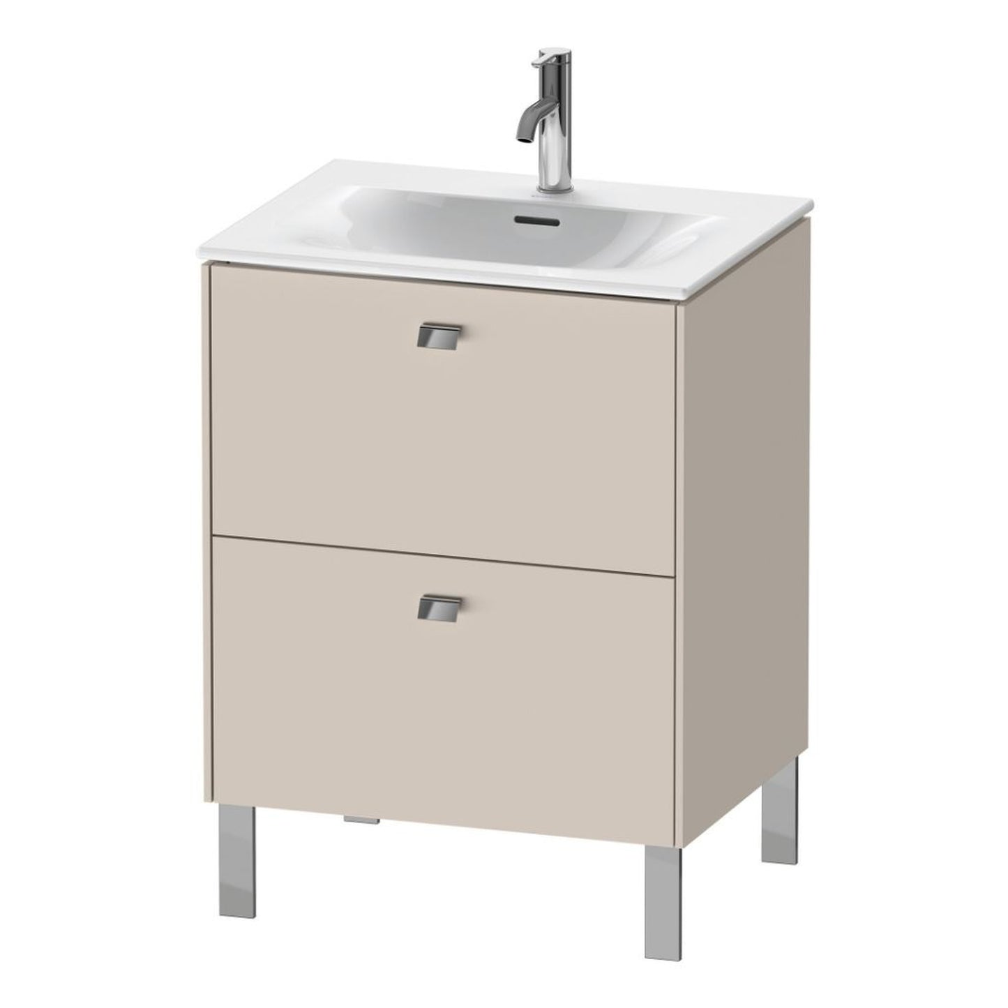 Duravit Brioso BR45100 24" x 27" x 19" Two Drawer Floor Standing Vanity Unit in Taupe and Chrome Handle