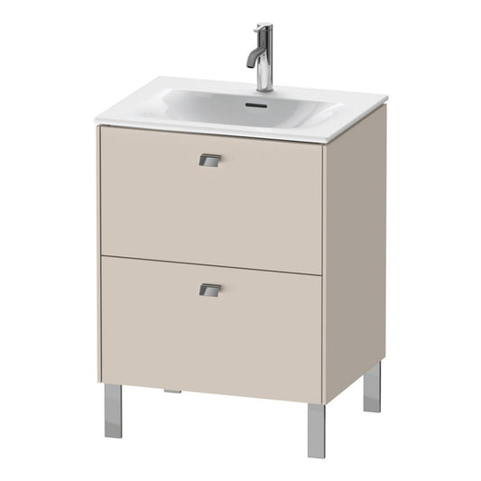 Duravit Brioso BR45100 24" x 27" x 19" Two Drawer Floor Standing Vanity Unit in Taupe and Chrome Handle