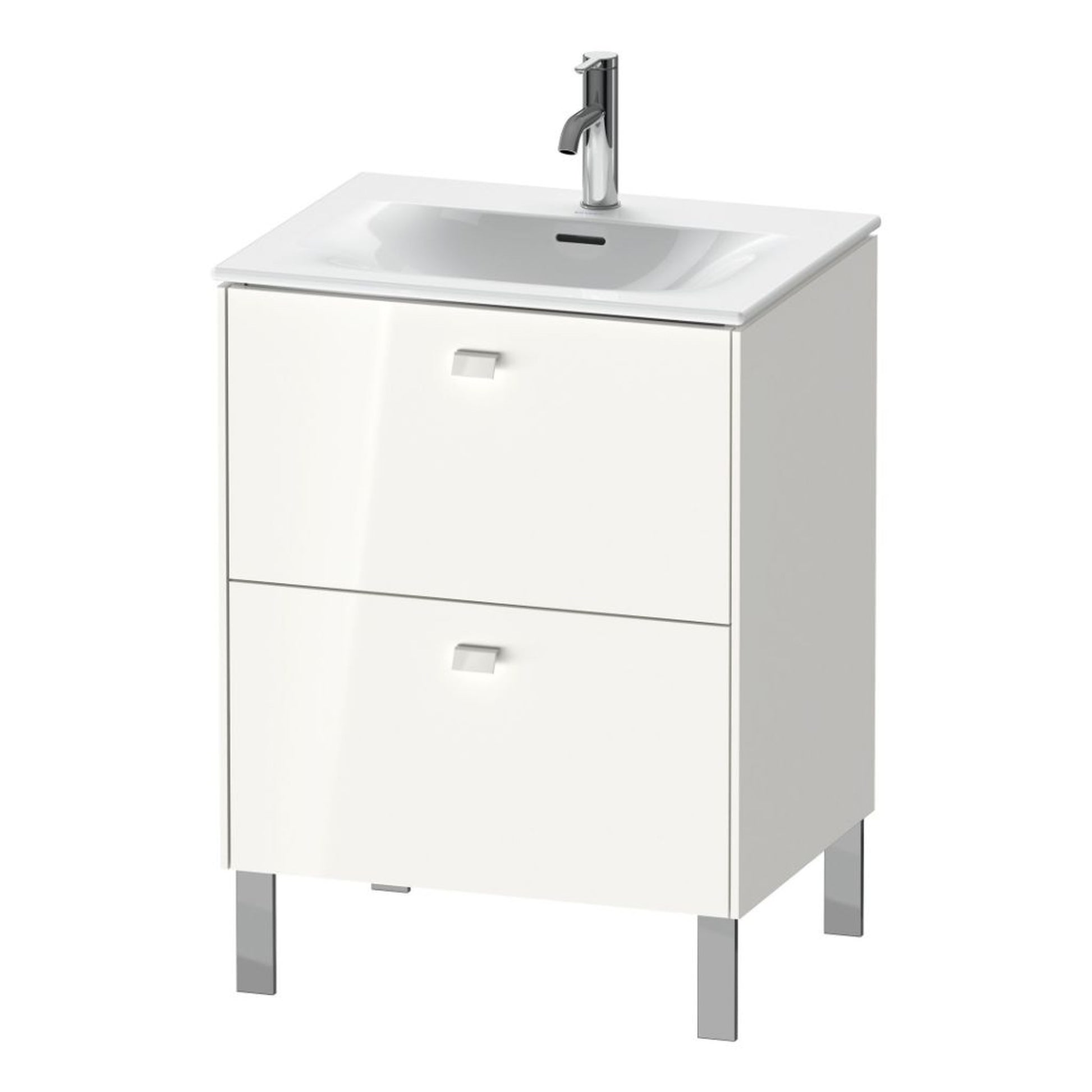 Duravit Brioso BR45100 24" x 27" x 19" Two Drawer Floor Standing Vanity Unit in White High Gloss