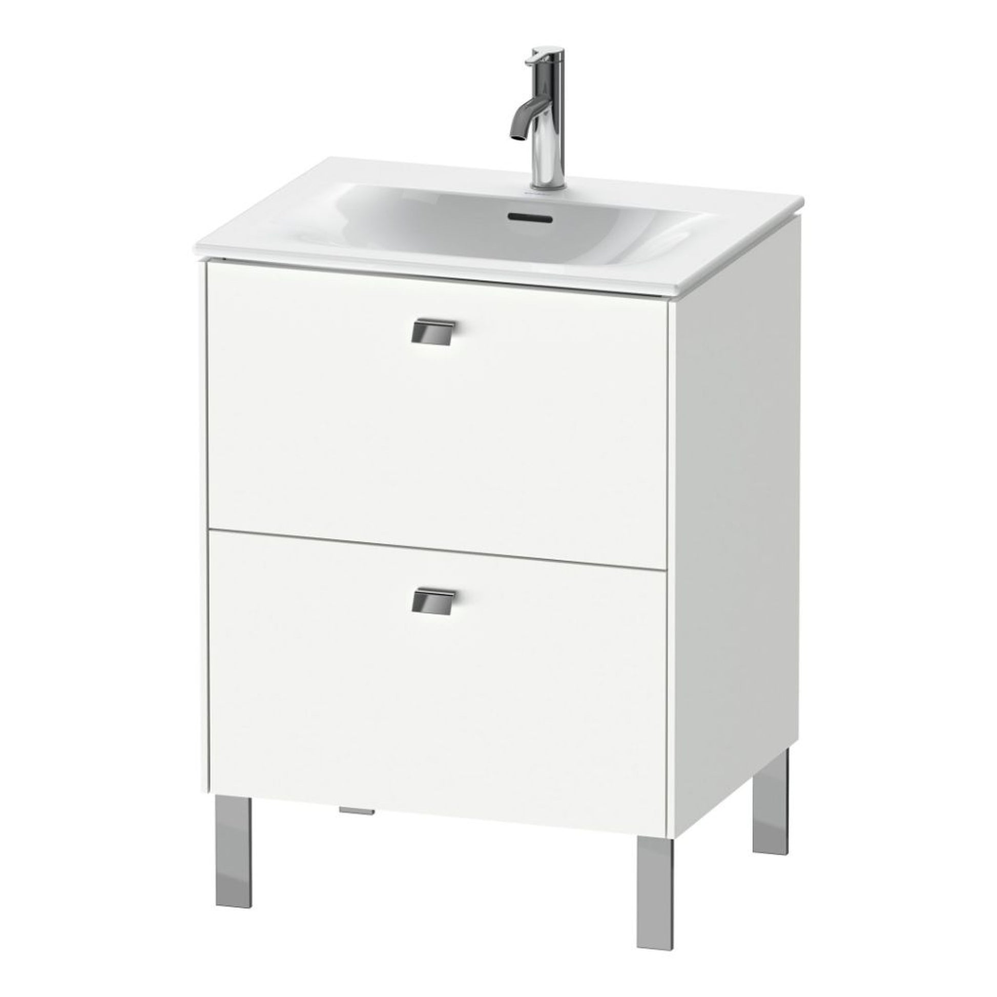 Duravit Brioso BR45100 24" x 27" x 19" Two Drawer Floor Standing Vanity Unit in White Matt and Chrome Handle