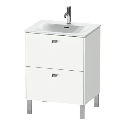 Duravit Brioso BR45100 24" x 27" x 19" Two Drawer Floor Standing Vanity Unit in White Matt and Chrome Handle