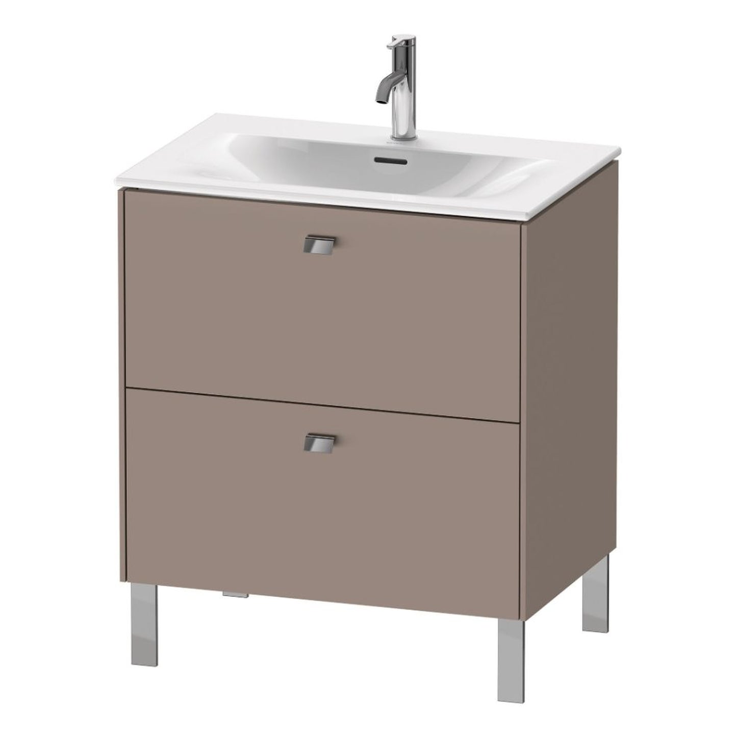 Duravit Brioso BR45110 28" x 27" x 19" Two Drawer Floor Standing Vanity Unit in Basalt Matt and Chrome Handle