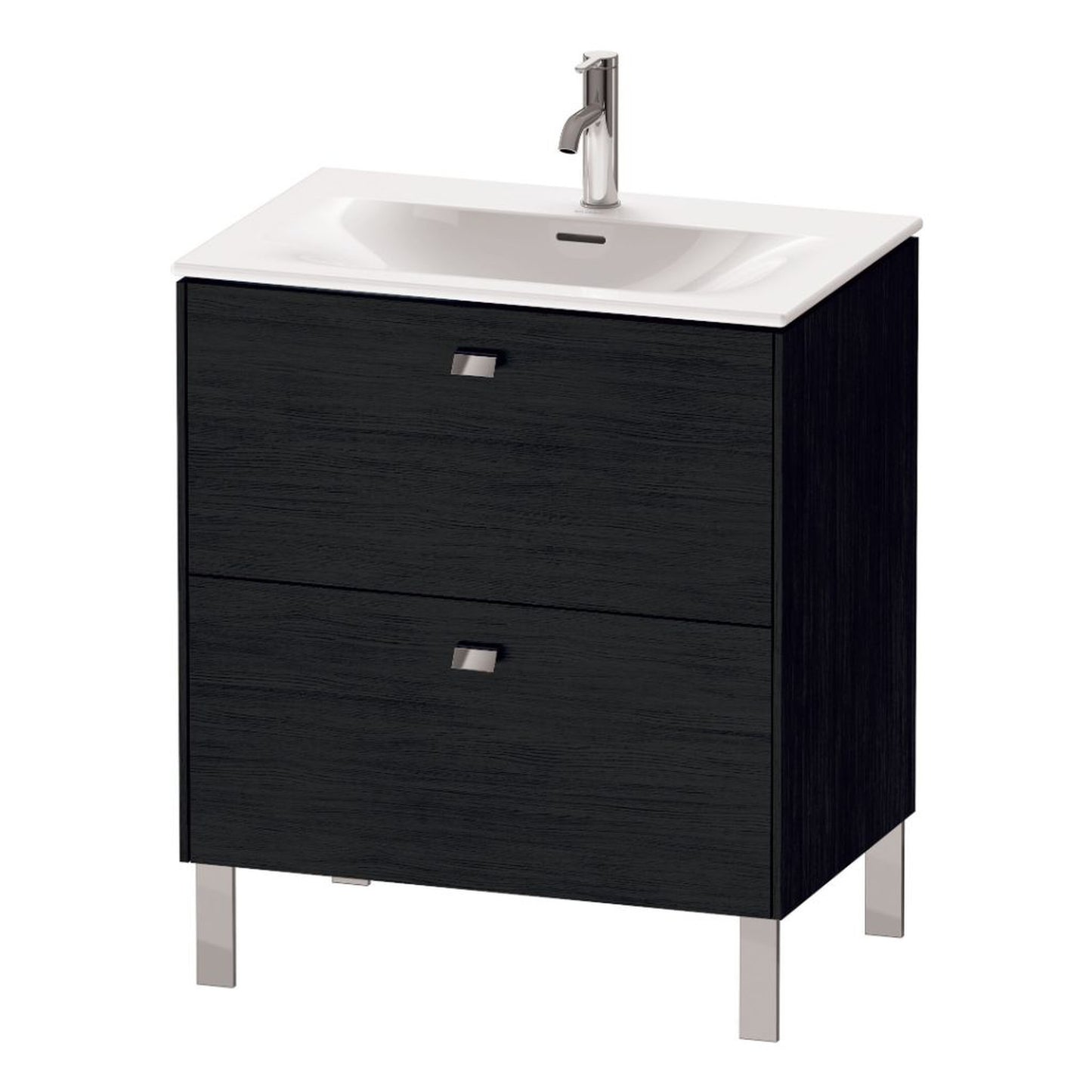 Duravit Brioso BR45110 28" x 27" x 19" Two Drawer Floor Standing Vanity Unit in Black Oak and Chrome Handle