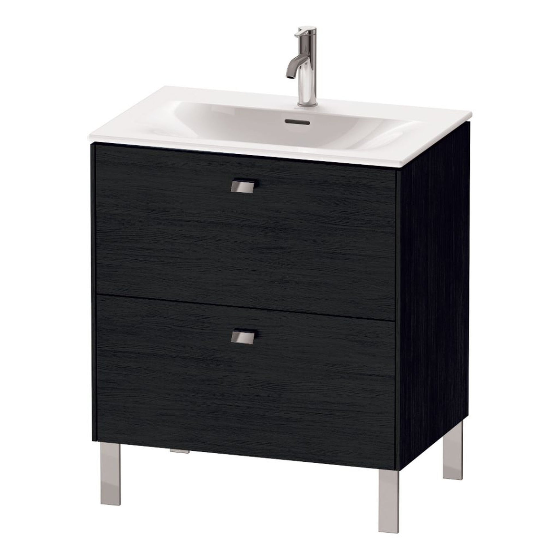 Duravit Brioso BR45110 28" x 27" x 19" Two Drawer Floor Standing Vanity Unit in Black Oak and Chrome Handle