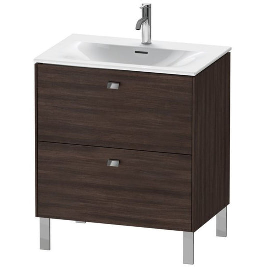 Duravit Brioso BR45110 28" x 27" x 19" Two Drawer Floor Standing Vanity Unit in Chestnut Dark and Chrome Handle