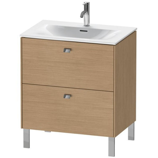 Duravit Brioso BR45110 28" x 27" x 19" Two Drawer Floor Standing Vanity Unit in European Oak and Chrome Handle