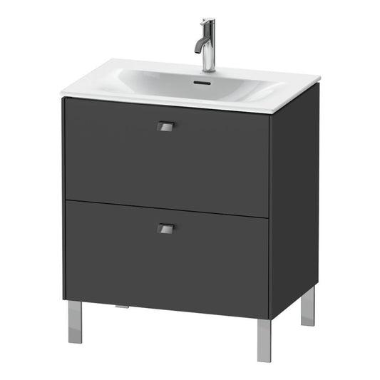 Duravit Brioso BR45110 28" x 27" x 19" Two Drawer Floor Standing Vanity Unit in Graphite Matt and Chrome Handle
