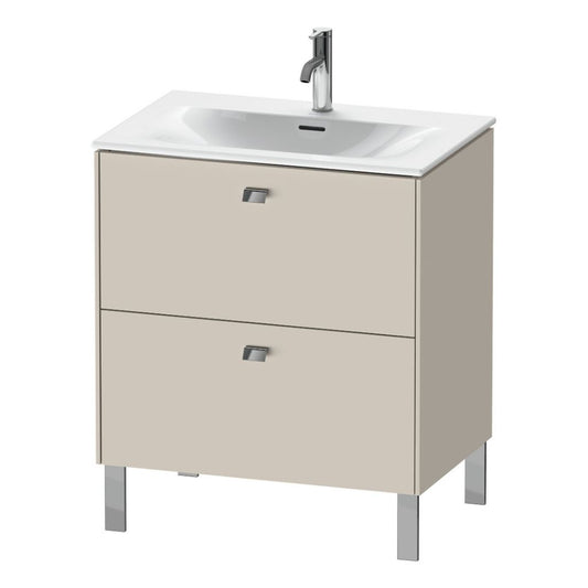 Duravit Brioso BR45110 28" x 27" x 19" Two Drawer Floor Standing Vanity Unit in Taupe and Chrome Handle