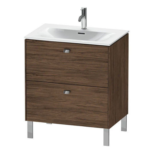 Duravit Brioso BR45110 28" x 27" x 19" Two Drawer Floor Standing Vanity Unit in Walnut Dark and Chrome Handle
